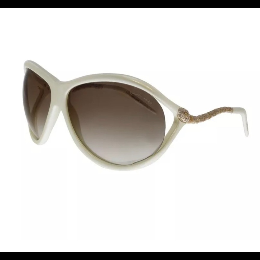 Roberto Cavalli Sunglasses CAPH 853S 25G Pearl / Crystal Snake Italy